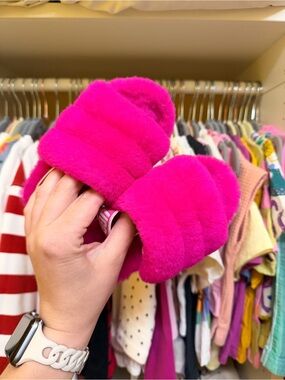 UGG Toddler Plush Yeah Slides  - Bright Pink/Rock Rose